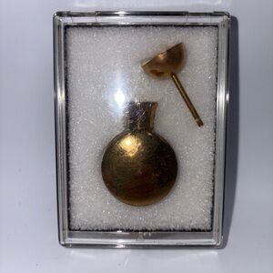 Vintage Gold-Toned Metal Perfume Bottle With Funnel For Refilling Original Box
